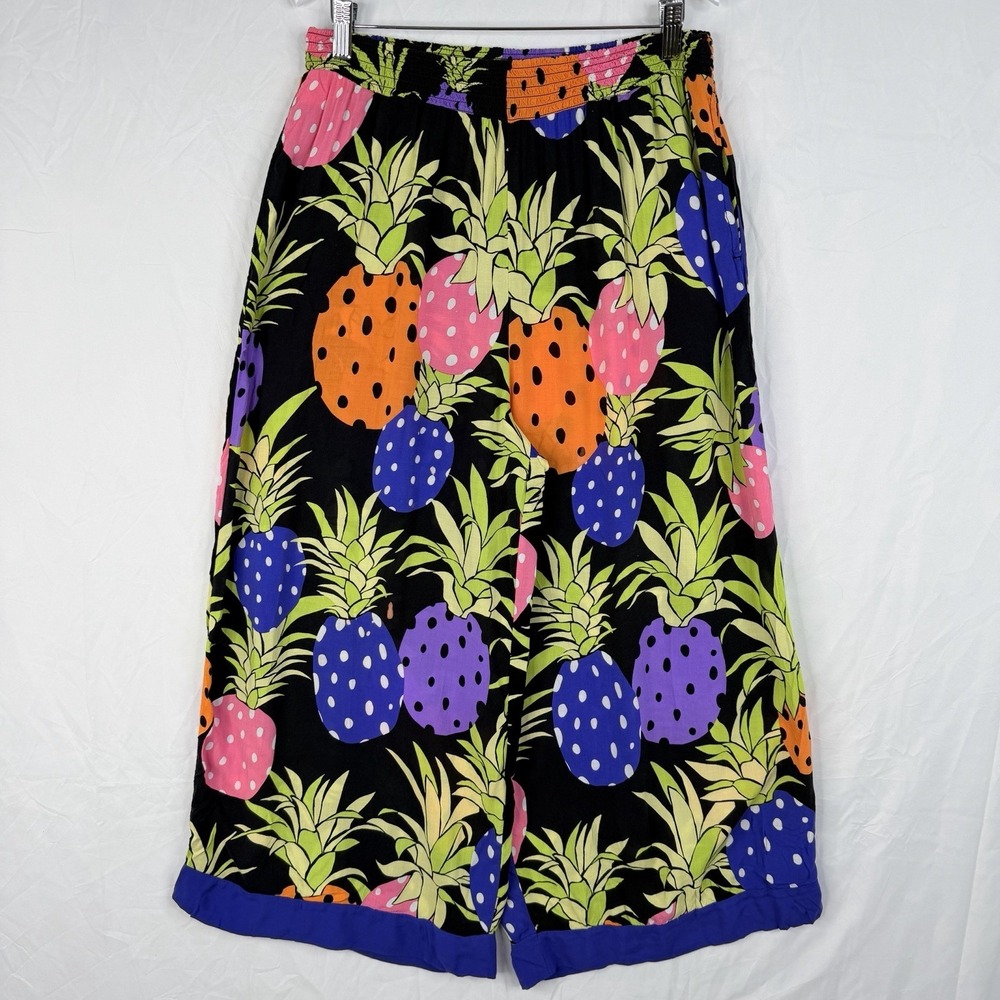 Beauty Sleep Social Women's SZ-L Cropped Pineapple Print Lounge Pants 100% Rayon